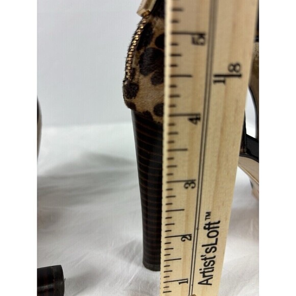 Louise et Cie Peeptoe Booties Heels Leopard Animal Print Brown Black 8.5 B Calf - Picture 16 of 16